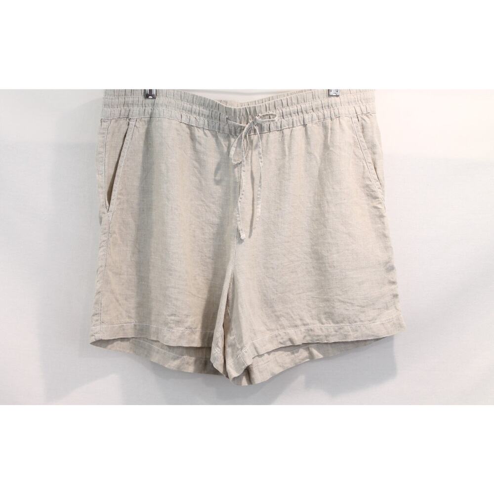 Tommy Bahama Linen Shorts Womens size L Beige Elastic Drawstring Waist Pull-on
